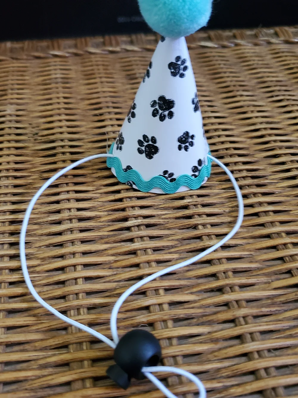 Birthday Cone Hat for Cats - Teal and White